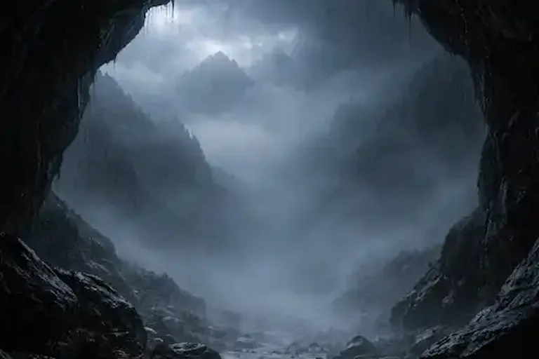 A narrow ravine between towering walls